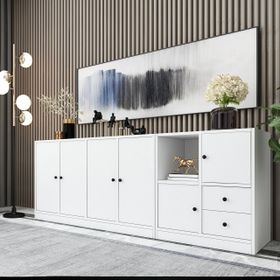 BK Concept KNS-1083-Ç Beyaz 195 cm Dolaplı Çekmeceli Konsol