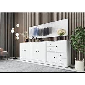 BK Concept KNS-1083-Ç Beyaz 195 cm Dolaplı Çekmeceli Konsol