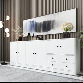 BK Concept KNS-1085-Ç Beyaz 195 cm Dolaplı Çekmeceli Konsol