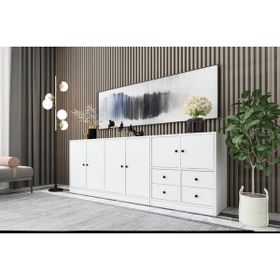 BK Concept KNS-1085-Ç Beyaz 195 cm Dolaplı Çekmeceli Konsol