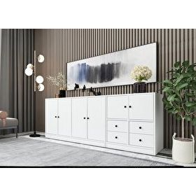 BK Concept KNS-1085-Ç Beyaz 195 cm Dolaplı Çekmeceli Konsol