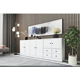 BK Concept KNS-1085-Ç Beyaz 195 cm Dolaplı Çekmeceli Konsol