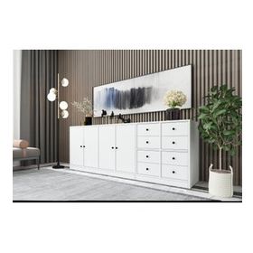 BK Concept KNS-1088-Ç Beyaz 195 cm Dolaplı Çekmeceli Konsol