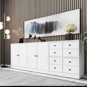 BK Concept KNS-1088-Ç Beyaz 195 cm Dolaplı Çekmeceli Konsol