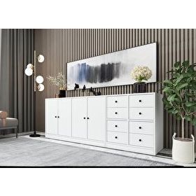 BK Concept KNS-1088-Ç Beyaz 195 cm Dolaplı Çekmeceli Konsol