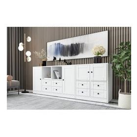 BK Concept KNS-1097 Beyaz 195 cm Raflı Dolaplı Çekmeceli Konsol