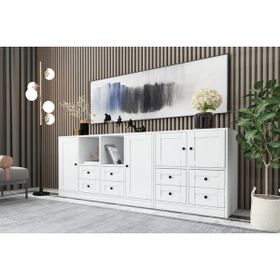 BK Concept KNS-1097 Beyaz 195 cm Raflı Dolaplı Çekmeceli Konsol
