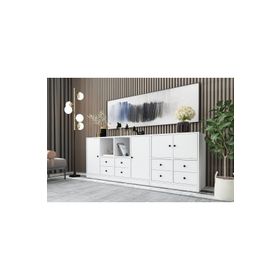BK Concept KNS-1097-Ç Beyaz 195 cm Raflı Dolaplı Çekmeceli Konsol