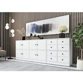 BK Concept KNS-1101-Ç Beyaz 195 cm Dolaplı Çekmeceli Konsol