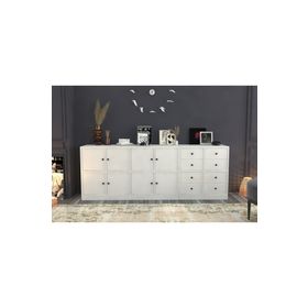 BK Concept KNS-1101-Ç Beyaz 195 cm Dolaplı Çekmeceli Konsol