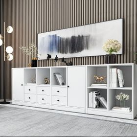 BK Concept KNS-1102-Ç Beyaz 226 cm Raflı Dolaplı Çekmeceli Konsol