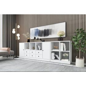 BK Concept KNS-1102-Ç Beyaz 226 cm Raflı Dolaplı Çekmeceli Konsol
