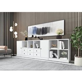 BK Concept KNS-1102-Ç Beyaz 226 cm Raflı Dolaplı Çekmeceli Konsol
