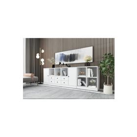 BK Concept KNS-1102-Ç Beyaz 226 cm Raflı Dolaplı Çekmeceli Konsol