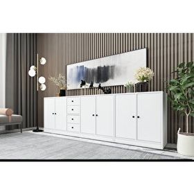 BK Concept KNS-1115-Ç Beyaz 226 cm Dolaplı Çekmeceli Konsol