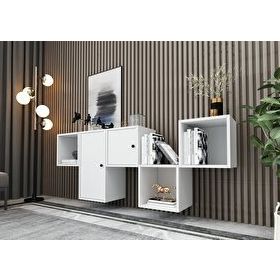 BK Concept KNS-1126-Ç Beyaz 168 cm Raflı Dolaplı Duvar Konsolu