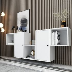 BK Concept KNS-1137-Ç Beyaz 168 cm Raflı Dolaplı Duvar Konsolu