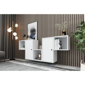 BK Concept KNS-1137-Ç Beyaz 168 cm Raflı Dolaplı Duvar Konsolu