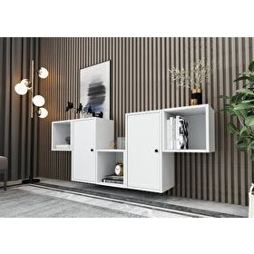 BK Concept KNS-1137-Ç Beyaz 168 cm Raflı Dolaplı Duvar Konsolu
