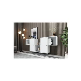 BK Concept KNS-1137-Ç Beyaz 168 cm Raflı Dolaplı Duvar Konsolu