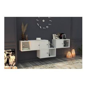 BK Concept KNS-1141-Ç Beyaz 201 cm Raflı Dolaplı Duvar Konsolu