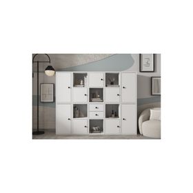 BK Concept KTP-1146-Ç 160 cm Beyaz Modüler Kapaklı Çekmeceli Raflı Kitaplık