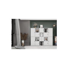 BK Concept KTP-1146-Ç 160 cm Beyaz Modüler Kapaklı Çekmeceli Raflı Kitaplık