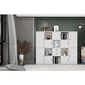 BK Concept KTP-1146-Ç 160 cm Beyaz Modüler Kapaklı Çekmeceli Raflı Kitaplık