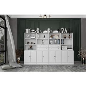 BK Concept KTP-1363-Ç 8 Kapaklı Çekmeceli 260 cm Beyaz Kitaplık
