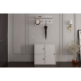 BK Concept PRT-1018-Ç Beyaz 67 cm Duvar Askılıklı Ayakkabılıklı Portmanto