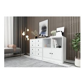 BK Concept ŞFN-1013-Ç Beyaz 130 cm Raflı Dolaplı Çekmeceli Şifonyer