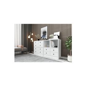BK Concept ŞFN-1014-Ç Beyaz 130 cm Raflı Çekmeceli Şifonyer