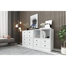 BK Concept ŞFN-1014-Ç Beyaz 130 cm Raflı Çekmeceli Şifonyer
