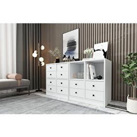 BK Concept ŞFN-1014-Ç Beyaz 130 cm Raflı Çekmeceli Şifonyer