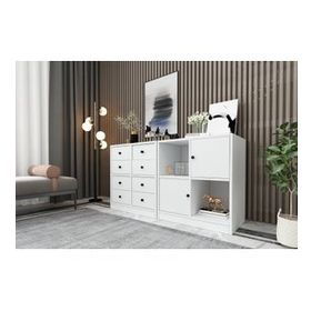 BK Concept ŞFN-1015-Ç Beyaz 130 cm Raflı Dolaplı Çekmeceli Şifonyer