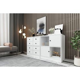 BK Concept ŞFN-1015-Ç Beyaz 130 cm Raflı Dolaplı Çekmeceli Şifonyer
