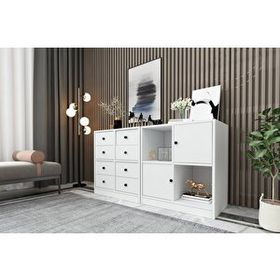 BK Concept ŞFN-1015-Ç Beyaz 130 cm Raflı Dolaplı Çekmeceli Şifonyer