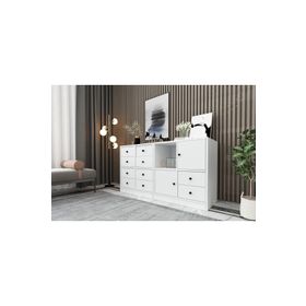 BK Concept ŞFN-1016-Ç Beyaz 130 cm Raflı Dolaplı Çekmeceli Şifonyer