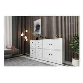 BK Concept ŞFN-1019-Ç Beyaz 130 cm Dolaplı Çekmeceli Şifonyer