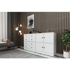 BK Concept ŞFN-1019-Ç Beyaz 130 cm Dolaplı Çekmeceli Şifonyer