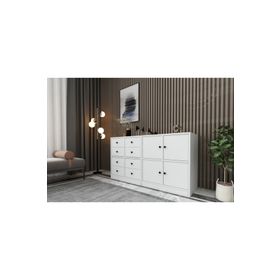 BK Concept ŞFN-1019-Ç Beyaz 130 cm Dolaplı Çekmeceli Şifonyer