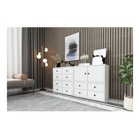 BK Concept ŞFN-1027-Ç Beyaz 130 cm Dolaplı Çekmeceli Şifonyer