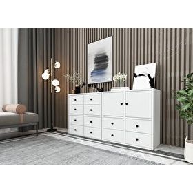 BK Concept ŞFN-1027-Ç Beyaz 130 cm Dolaplı Çekmeceli Şifonyer