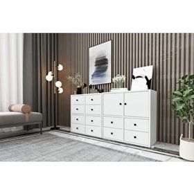 BK Concept ŞFN-1027-Ç Beyaz 130 cm Dolaplı Çekmeceli Şifonyer