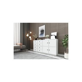 BK Concept ŞFN-1028-Ç Beyaz 130 cm Dolaplı Çekmeceli Şifonyer