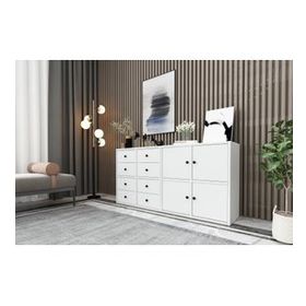 BK Concept ŞFN-1028-Ç Beyaz 130 cm Dolaplı Çekmeceli Şifonyer