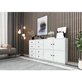 BK Concept ŞFN-1028-Ç Beyaz 130 cm Dolaplı Çekmeceli Şifonyer