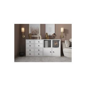 BK Concept ŞFN-1029-Ç Beyaz 130 cm Raflı Dolaplı Çekmeceli Şifonyer