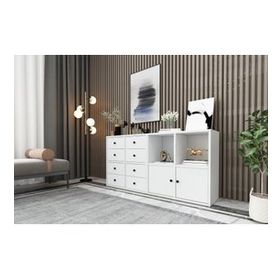 BK Concept ŞFN-1029-Ç Beyaz 130 cm Raflı Dolaplı Çekmeceli Şifonyer