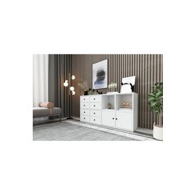 BK Concept ŞFN-1029-Ç Beyaz 130 cm Raflı Dolaplı Çekmeceli Şifonyer